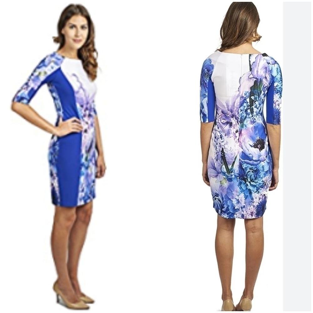 Nwt Joseph Ribkoff Robe Pour Dame Dress, Color Blue, Purple and White, Size 16